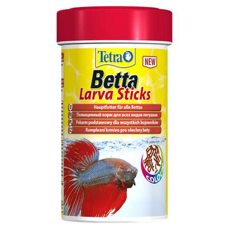 Корм для рыб Tetra 100мл Betta LarvaSticks для петушков и других лабиринтовых рыб в форме мотыля