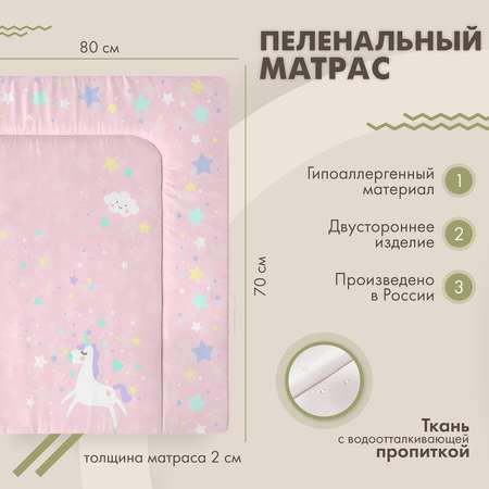 Пеленальный матрас sfer.tex 70х80 см Единорог розовый