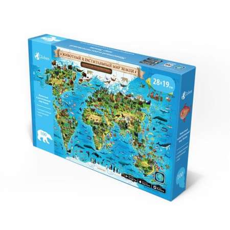 Пазл деревянный фигурный SVDor интерактивный Карта животного мира