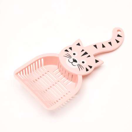 Совок Пижон для туалета «Довольный кот» 28 х 12 5 см розовый