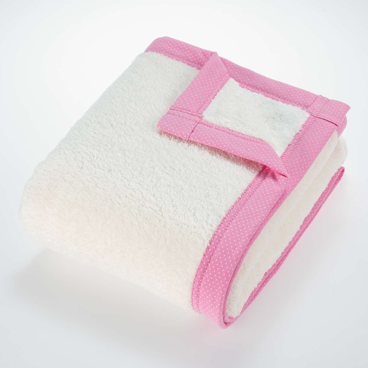 Плед для новорожденных Mrs.Stretch Mr.Jersy 80х105 см велсофт утепленный цвет молочный/ярко-розовый - фото 1