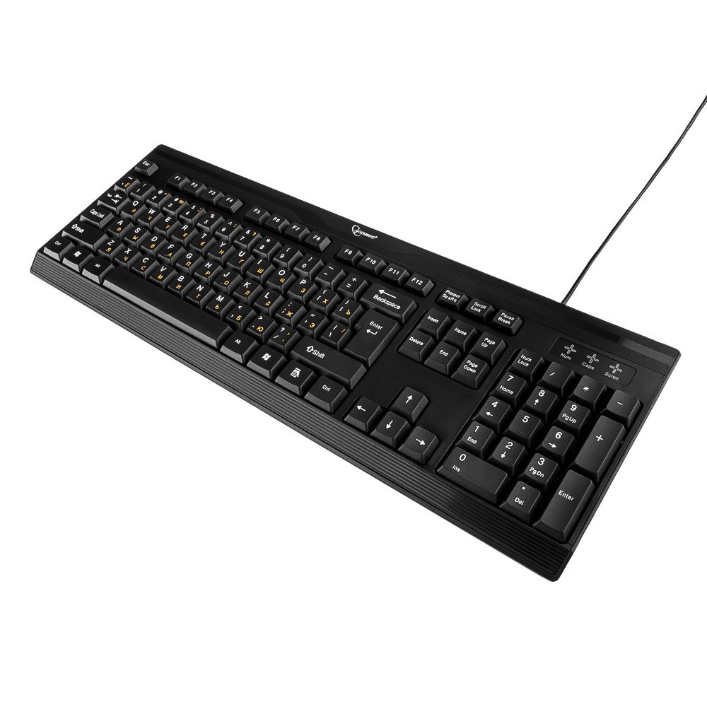 Клавиатура Gembird KB-8335U-BL;KB-200L, USB, 104 клавиши, подсветка белая, кабель 1,45м - фото 1