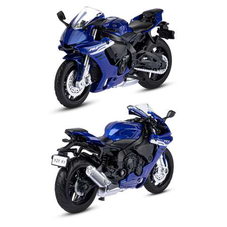 Мотоцикл металлический АВТОпанорама игрушка детская 1:18 YAMAHA YZF-R1 синий свободный ход колес