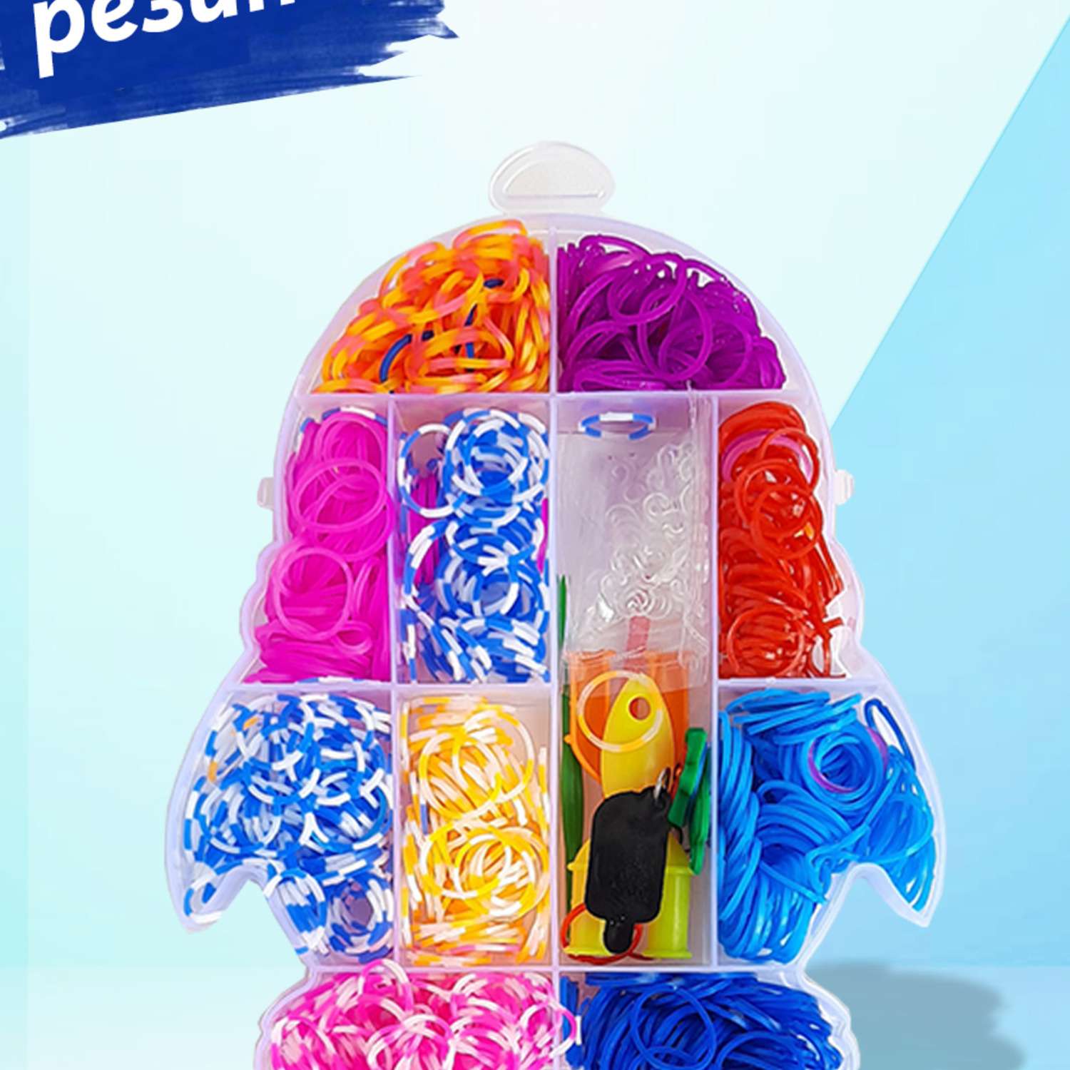 Набор резинок Color Kit для плетения браслетов Пингвинчик 600 шт 4 вида деталей - фото 2