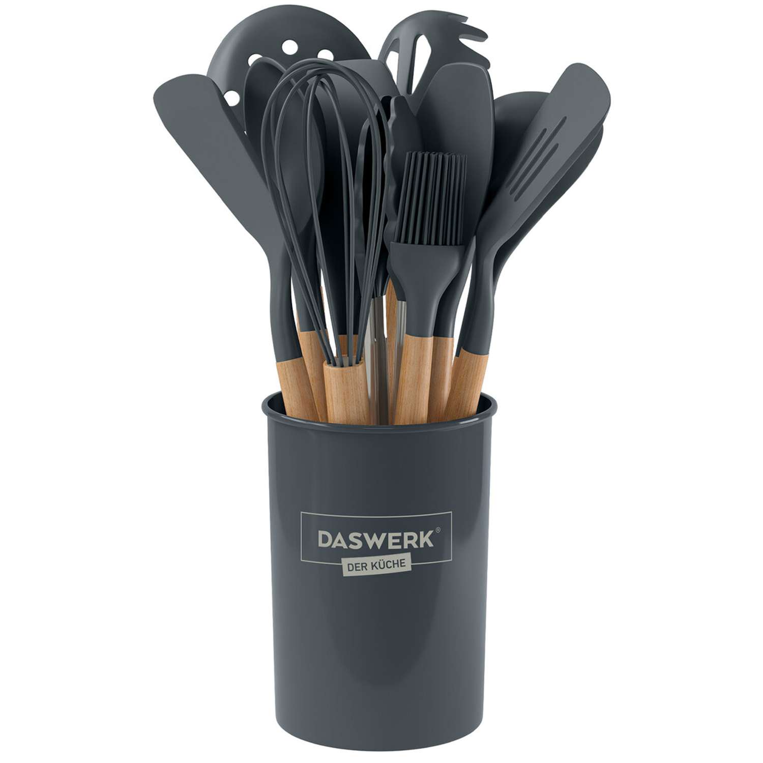Набор кухонных принадлежностей DASWERK силиконовые с деревянными ручками 12 в 1 - фото 1