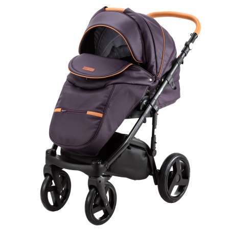 Коляска 3в1 BeBe-mobile Ravenna Deluxe V204 Сливовая кожа+Карамельная кожаная отделка