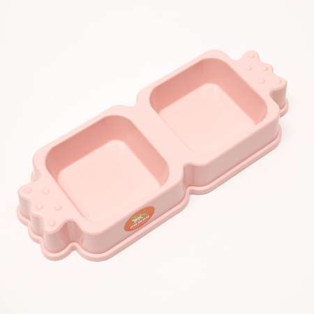 Миска Пижон пластиковая двойная 35х14.5х5.5 см розовая 330 мл
