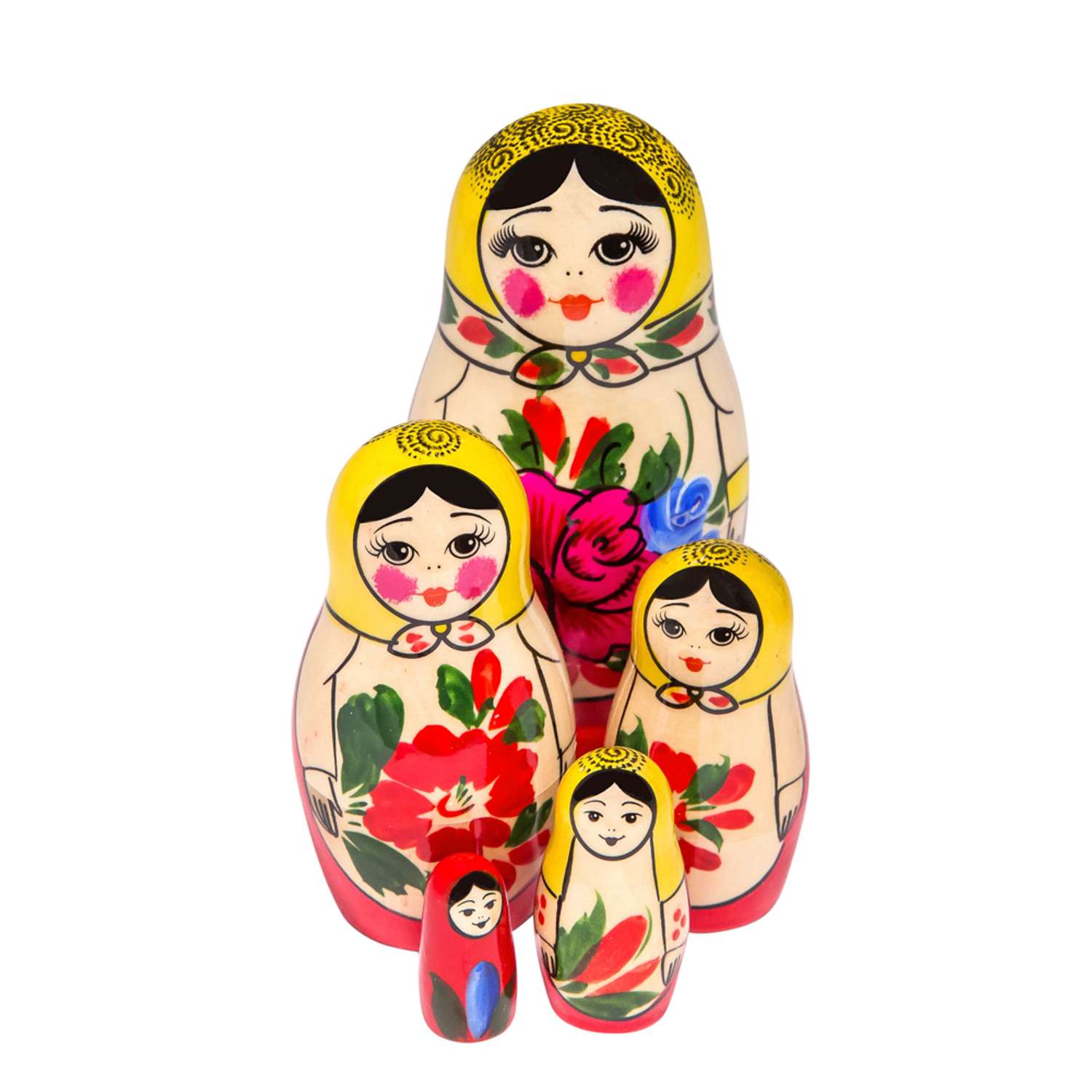 Матрёшка Золотая Хохлома 5-ти кукольная традиционная - фото 1