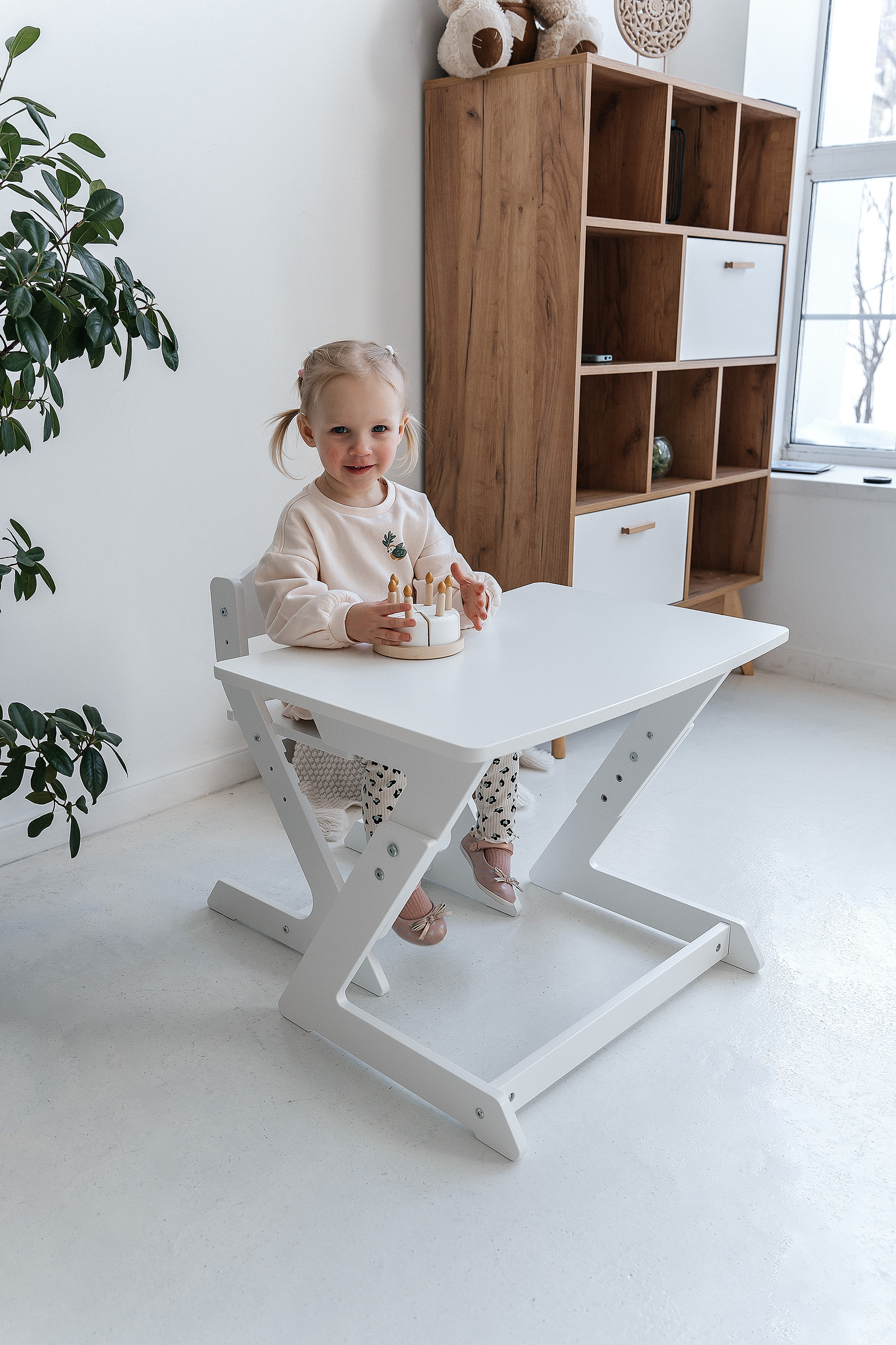 Детский растущий стол и стул Коняша белый - фото 12