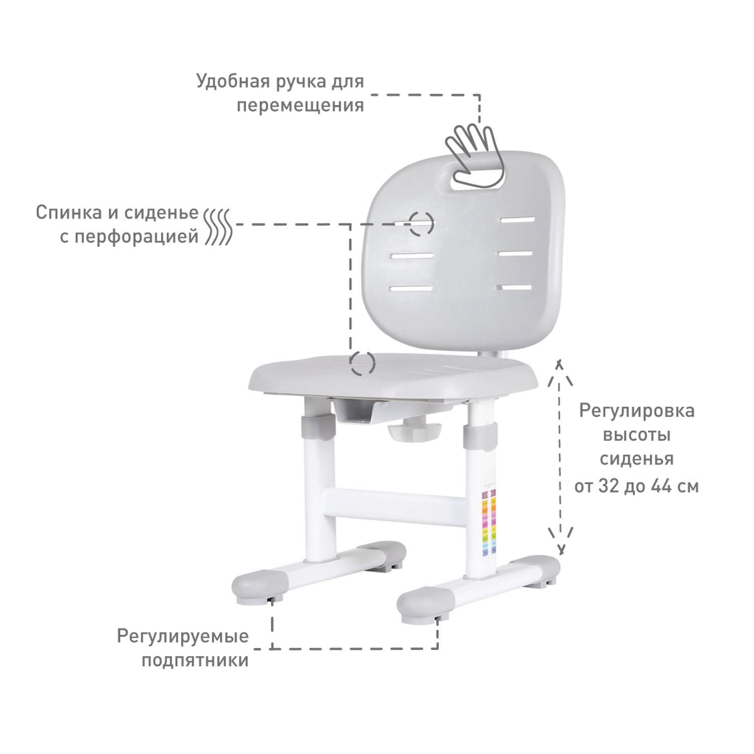 Растущий детский стул Anatomica Lux Pro серый - фото 2