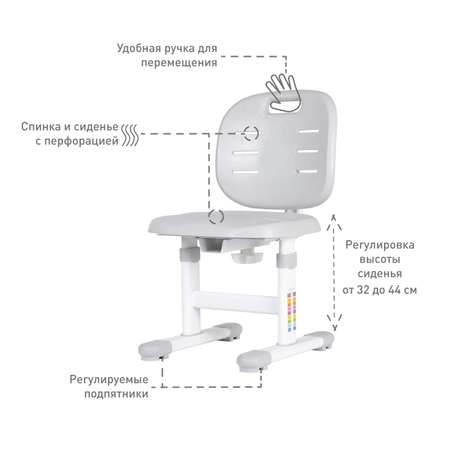 Растущий детский стул Anatomica Lux Pro серый