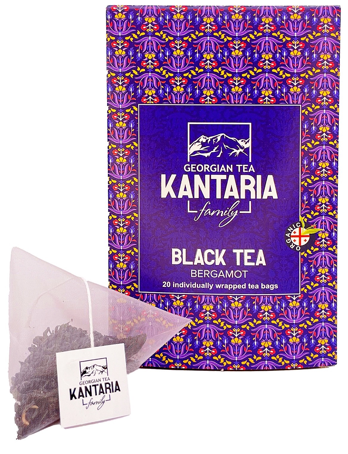 Грузинский черный чай KANTARIA с бергамотом в пирамидках 20 шт - фото 1