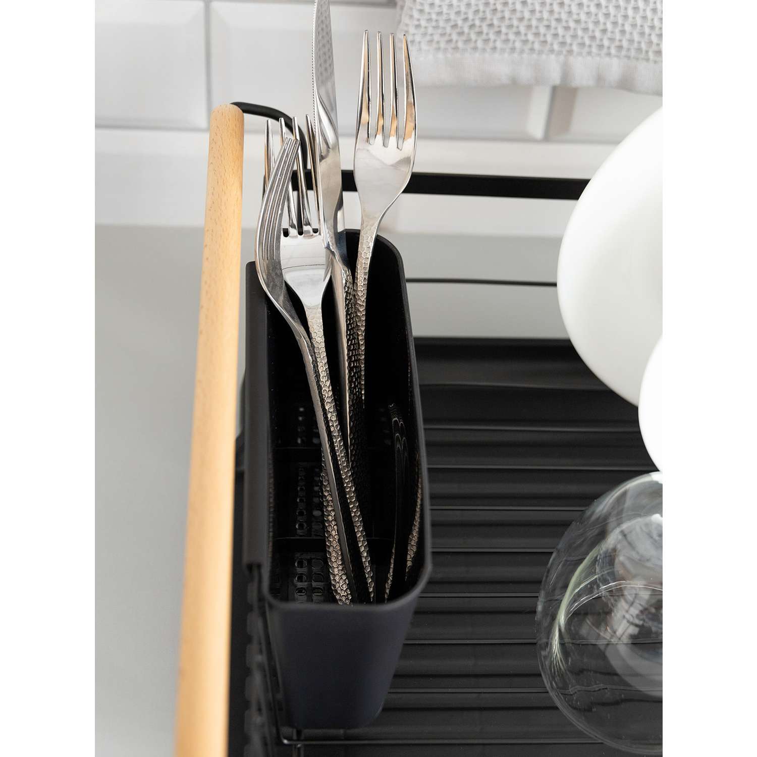 Сушилка кухонная DeNASTIA с поддоном и ручками железо полипропилен бук черный T000321 - фото 3