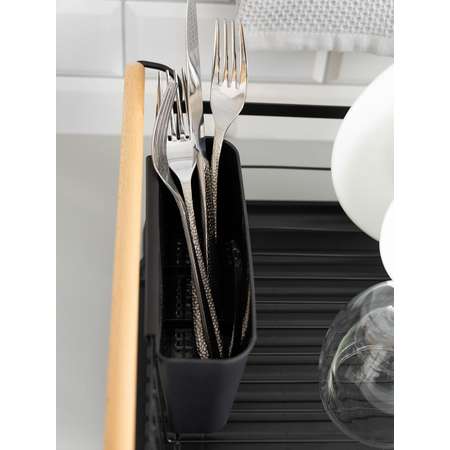 Сушилка кухонная DeNASTIA с поддоном и ручками железо полипропилен бук черный T000321