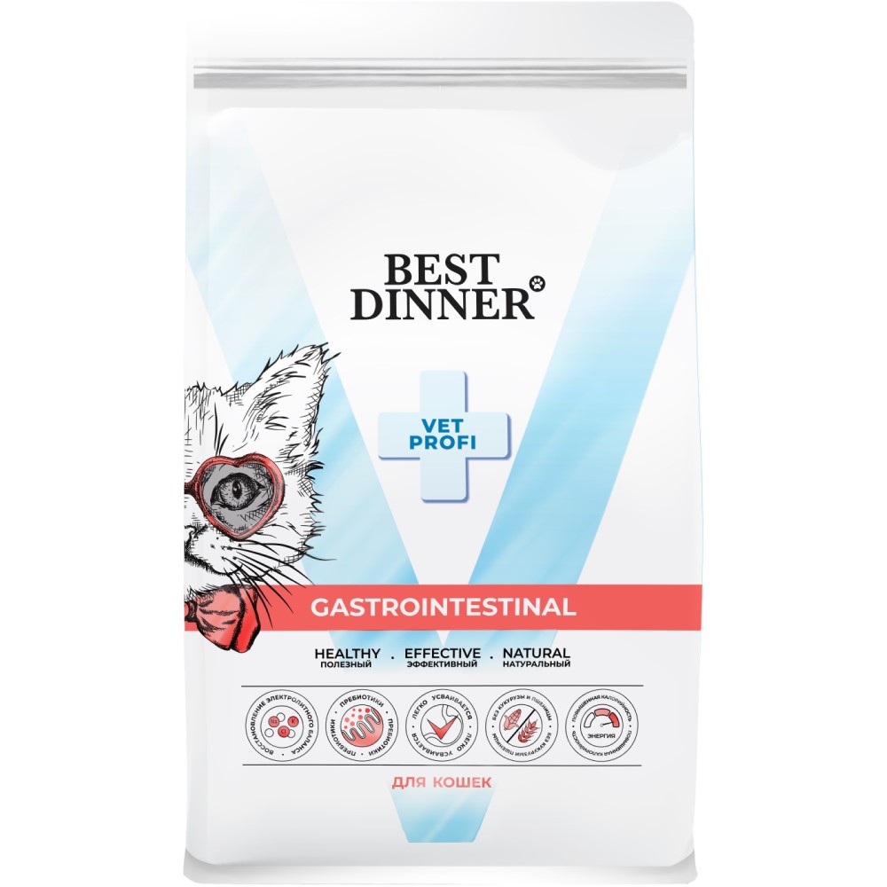 Сухой диетический корм для кошек Best Dinner Vet Profi Gastrointestinal при заболевании ЖКТ 1,5кг - фото 1