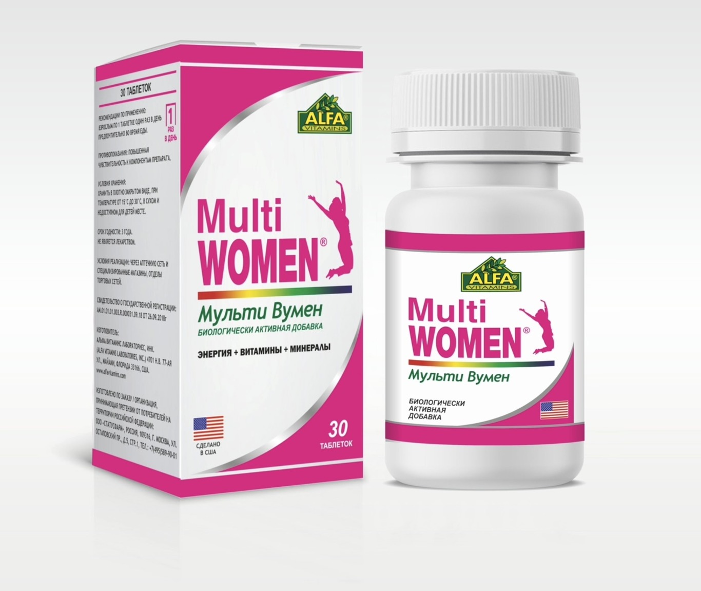 БАД Alfa Vitamins Мультивитамины для Женщин Мульти Вумен 30 таблеток США - фото 1