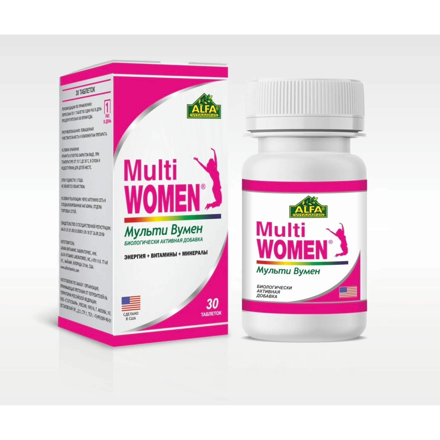 БАД Alfa Vitamins Мультивитамины для Женщин Мульти Вумен 30 таблеток США - фото 1