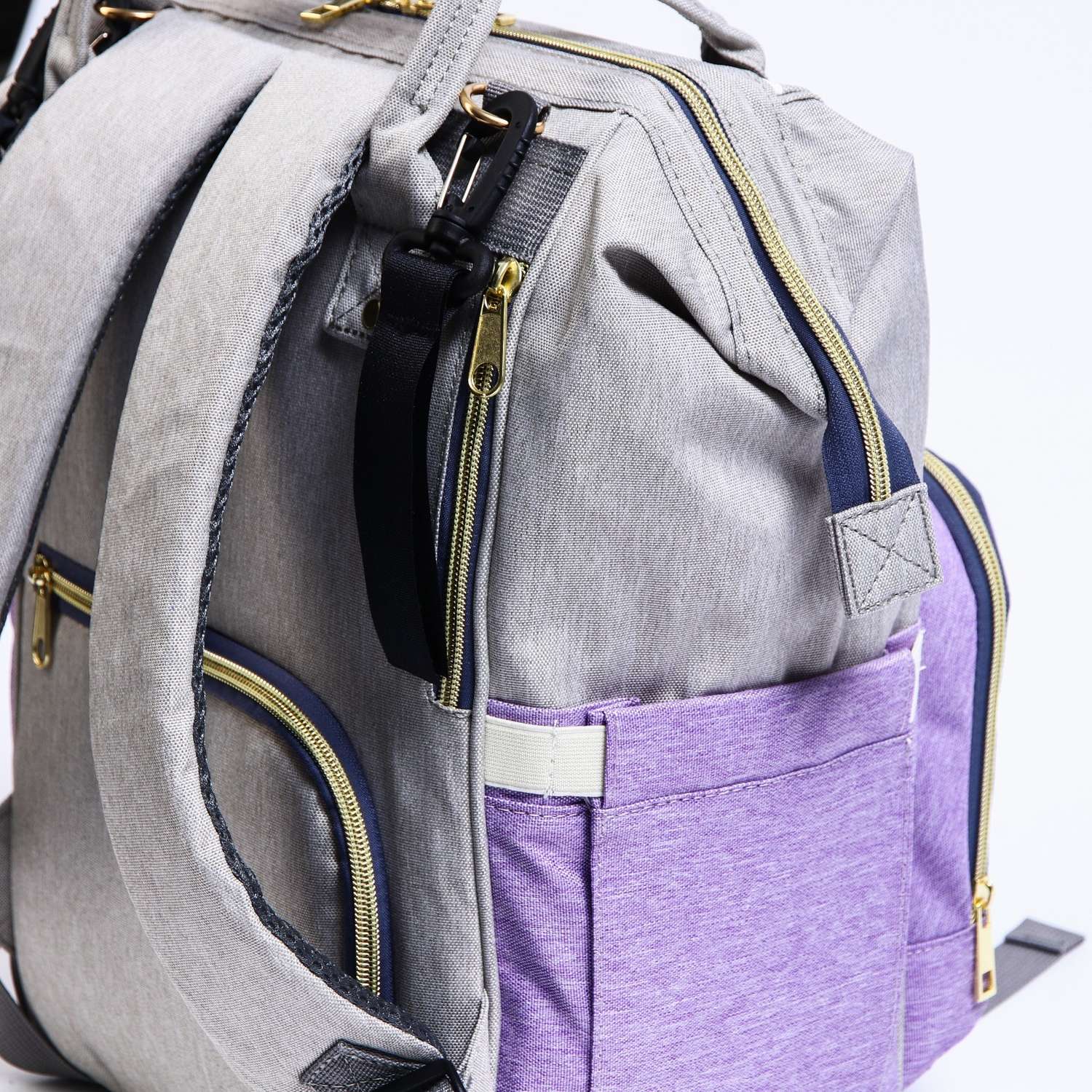 Сумка-рюкзак Sima-Land для хранения вещей малыша цвет серый/фиолетовый - фото 6