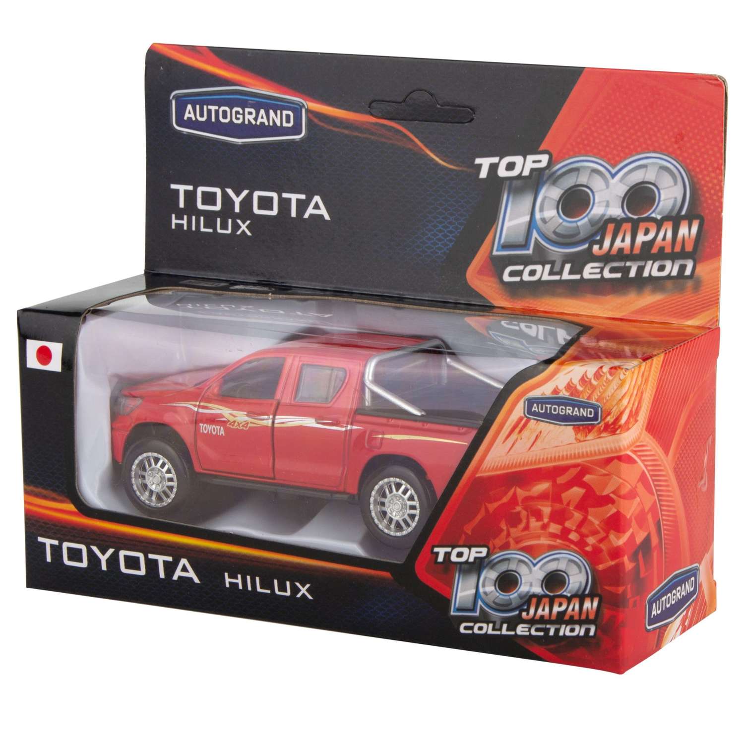 Машинка AUTOGRAND Toyota Hilux красная металлическая с инерционным механизмом 12 см 78244 - фото 3