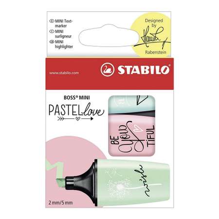 Текстовыделитель STABILO Boss Mini Pastellove Edition 3 пастельных цвета 07/03-57
