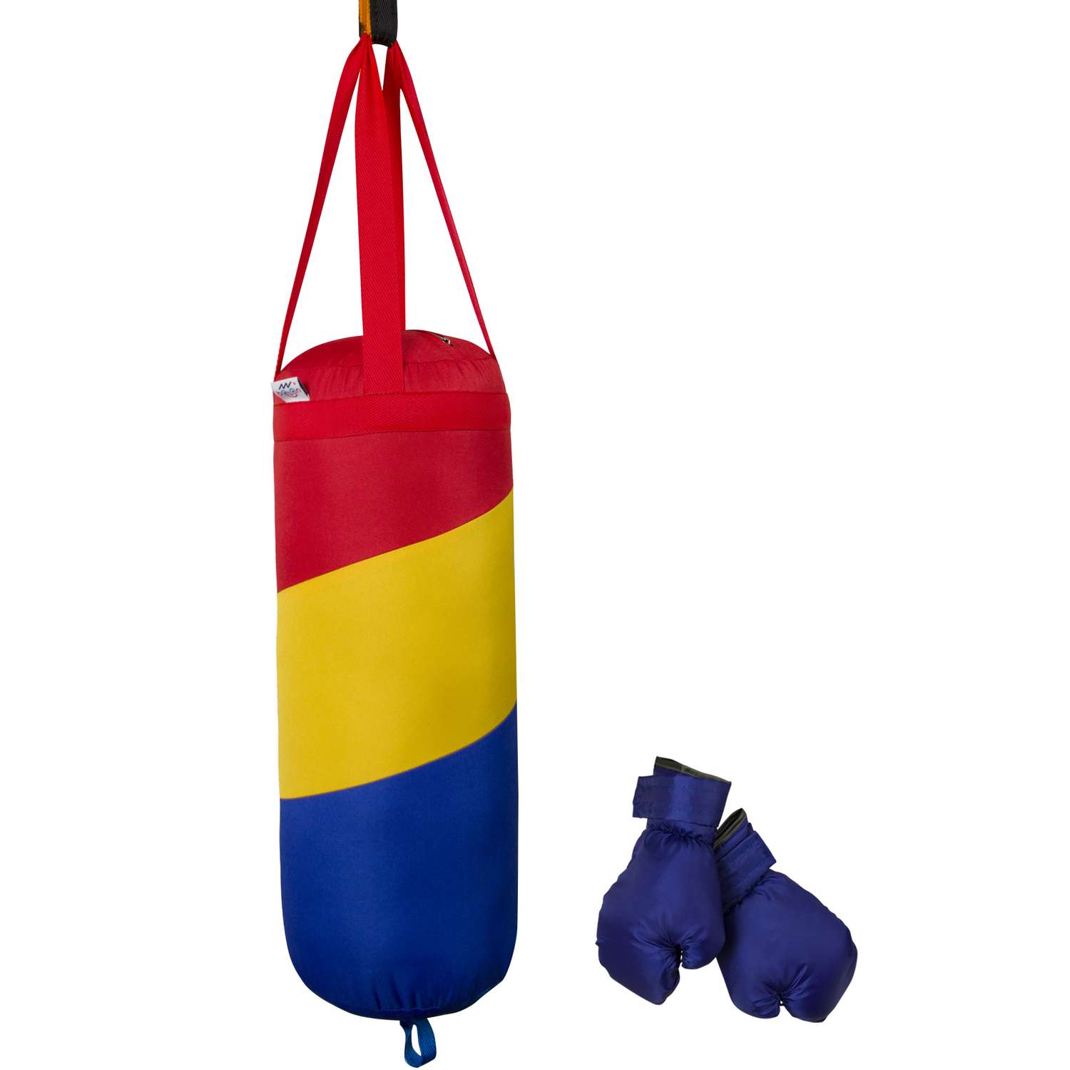 Детский набор для бокса Belon familia груша 50х20 см с перчатками цвет красный желтый синий - фото 1