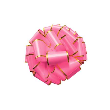 Бант для подарка Riota розовый с золотой полоской 35 см 1 шт.