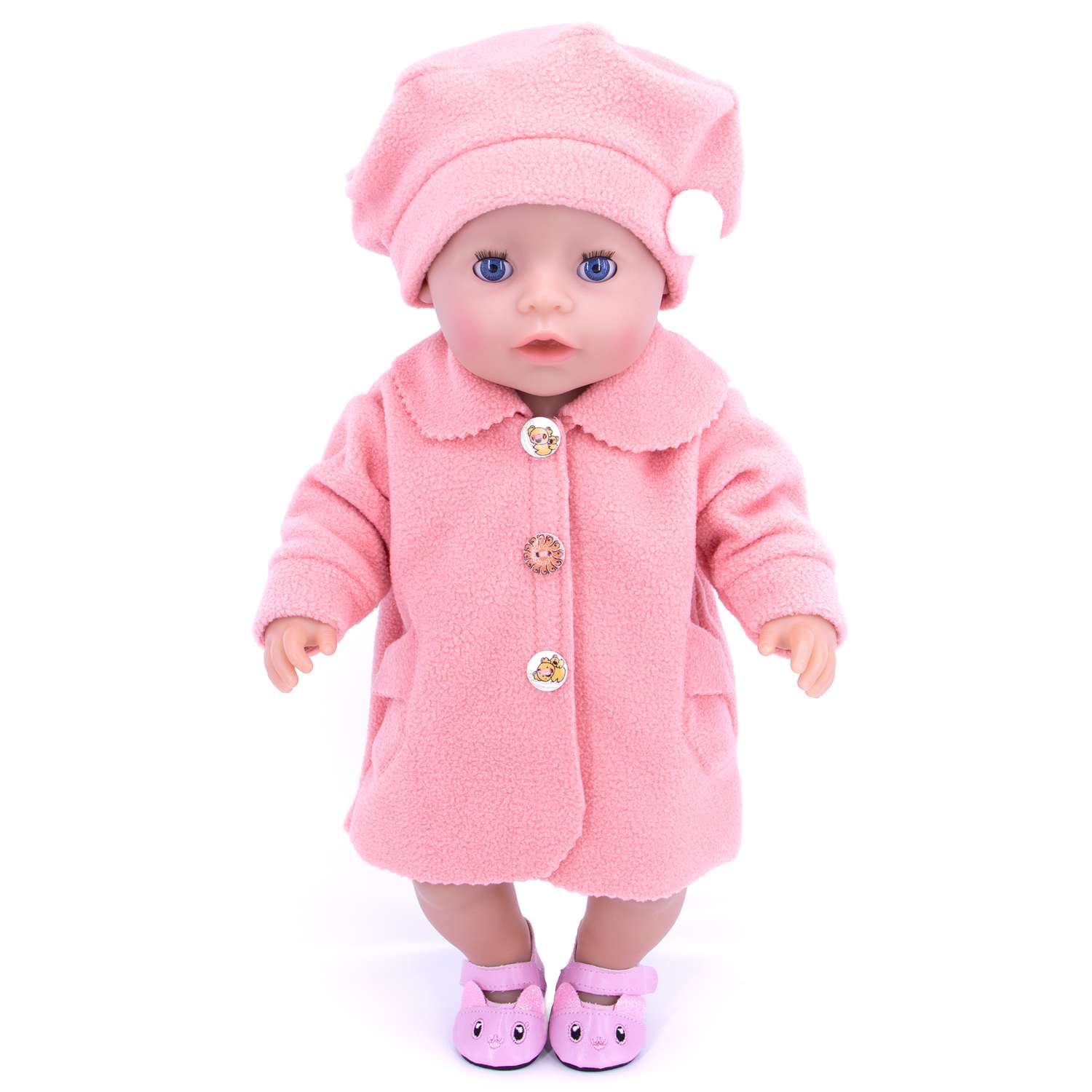 Комплект одежды Модница Пальто с беретом для пупса 43-48 см персиковый 6119персиковый - фото 1