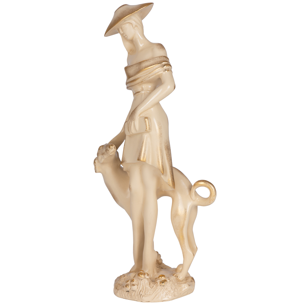 Статуэтка BOGACHO Девушка с собакой кремовый - фото 3