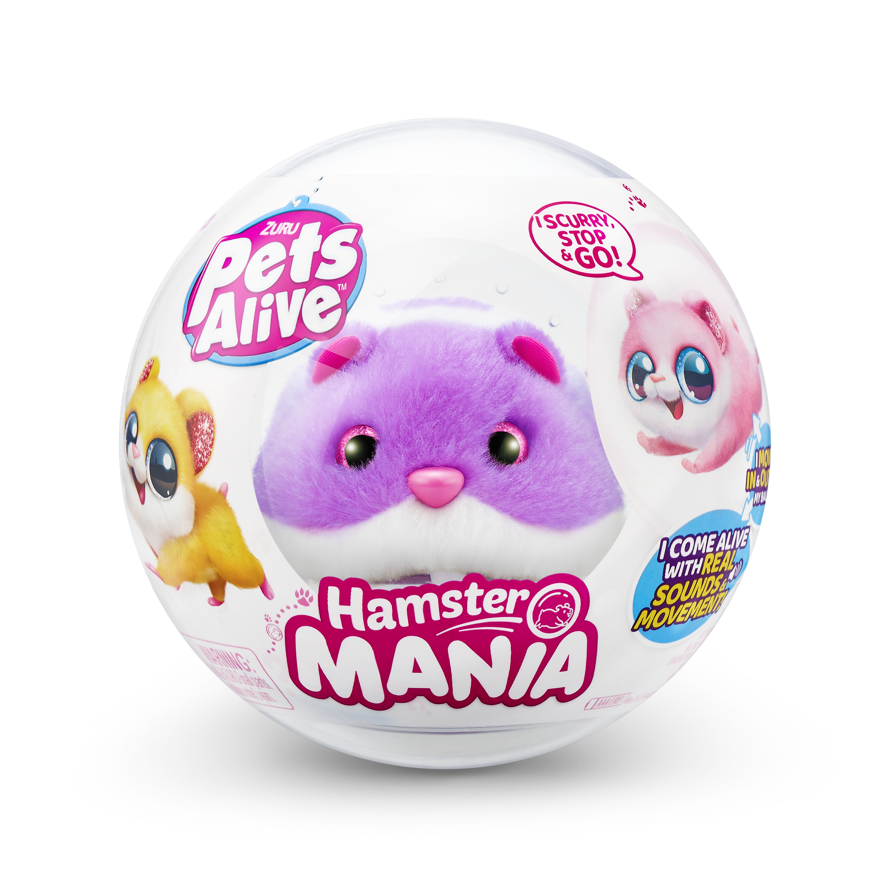 Игрушка Zuru Pets Alive Хомяк фиолетовый в шаре Hamstermania - фото 2