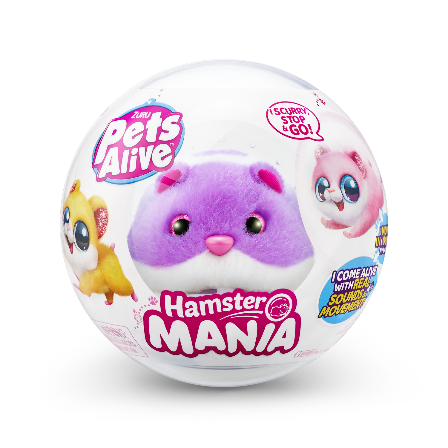 Игрушка ZURU Pets Alive Хомяк фиолетовый в шаре Hamstermania - фото 2