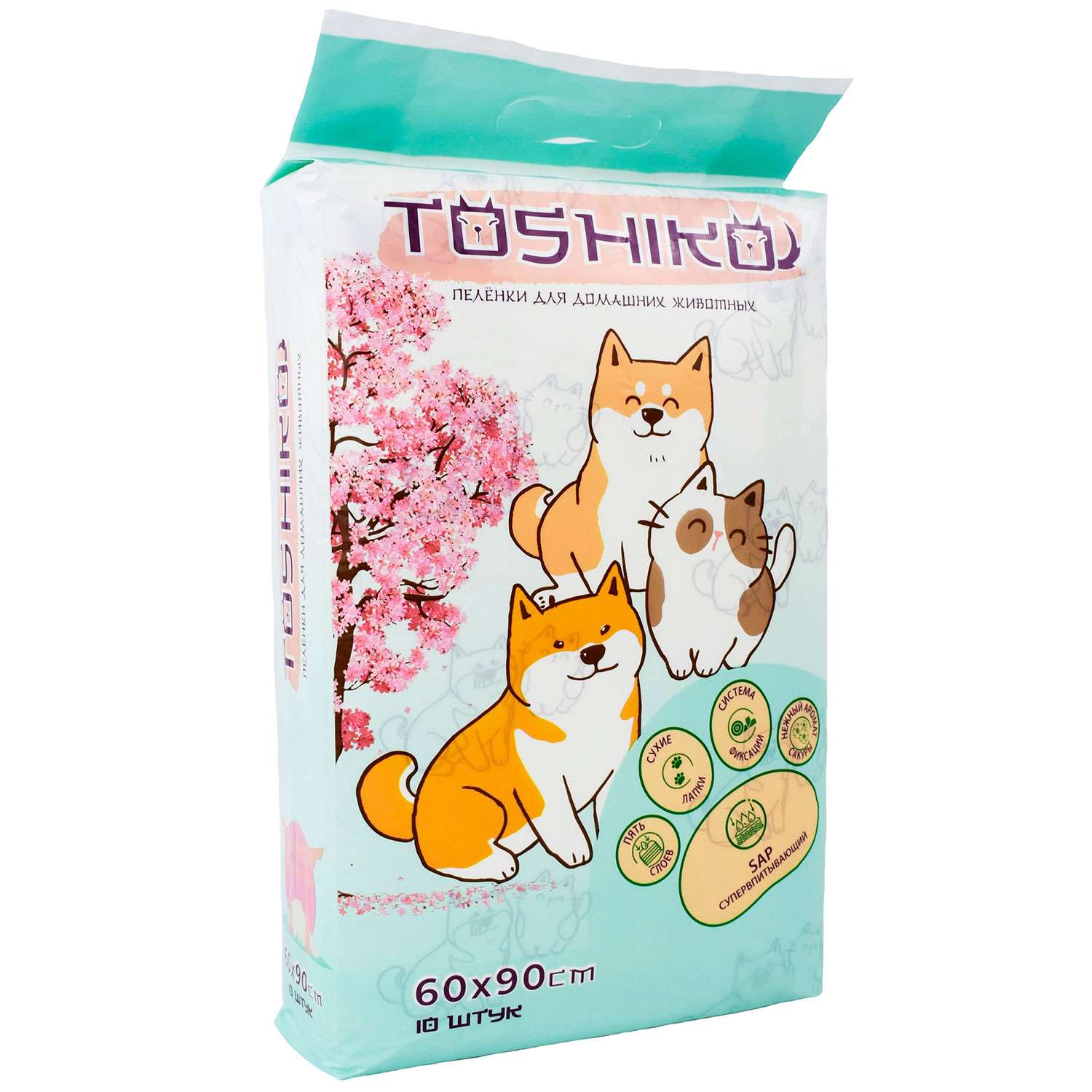 Пеленки для собак Toshiko впитывающие одноразовые с ароматом сакуры 60*90 10шт 157340 - фото 1