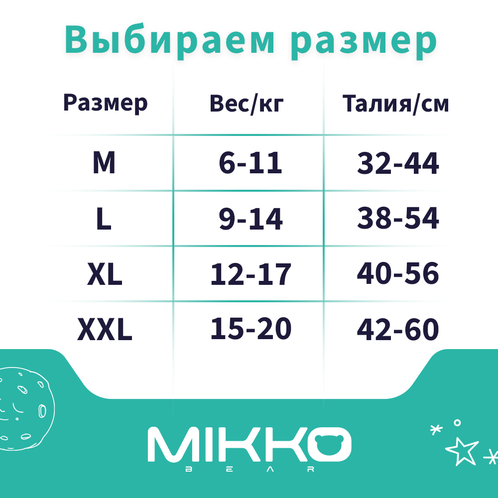 Подгузники-трусики Mikko Bear M 6-10 кг 62 шт - фото 13