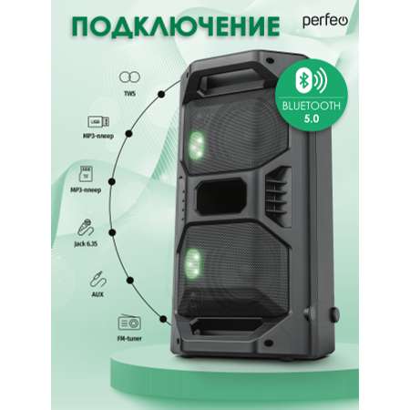 Беспроводная колонка Perfeo BASTION 50W EQUSB microSD AUX FM MIC TWS черная