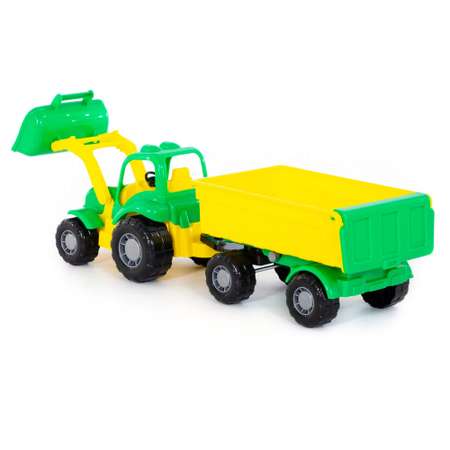Трактор Полесье с прицепом и ковшом зеленый 50 см