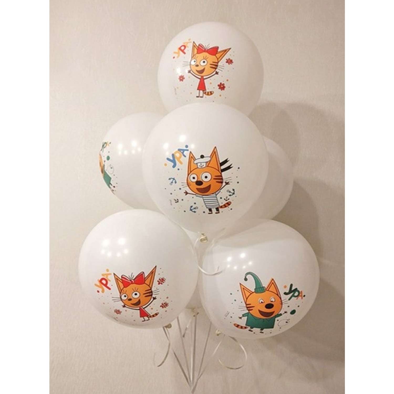 Воздушные шары Riota Три кота белые 30 см 25 шт - фото 2