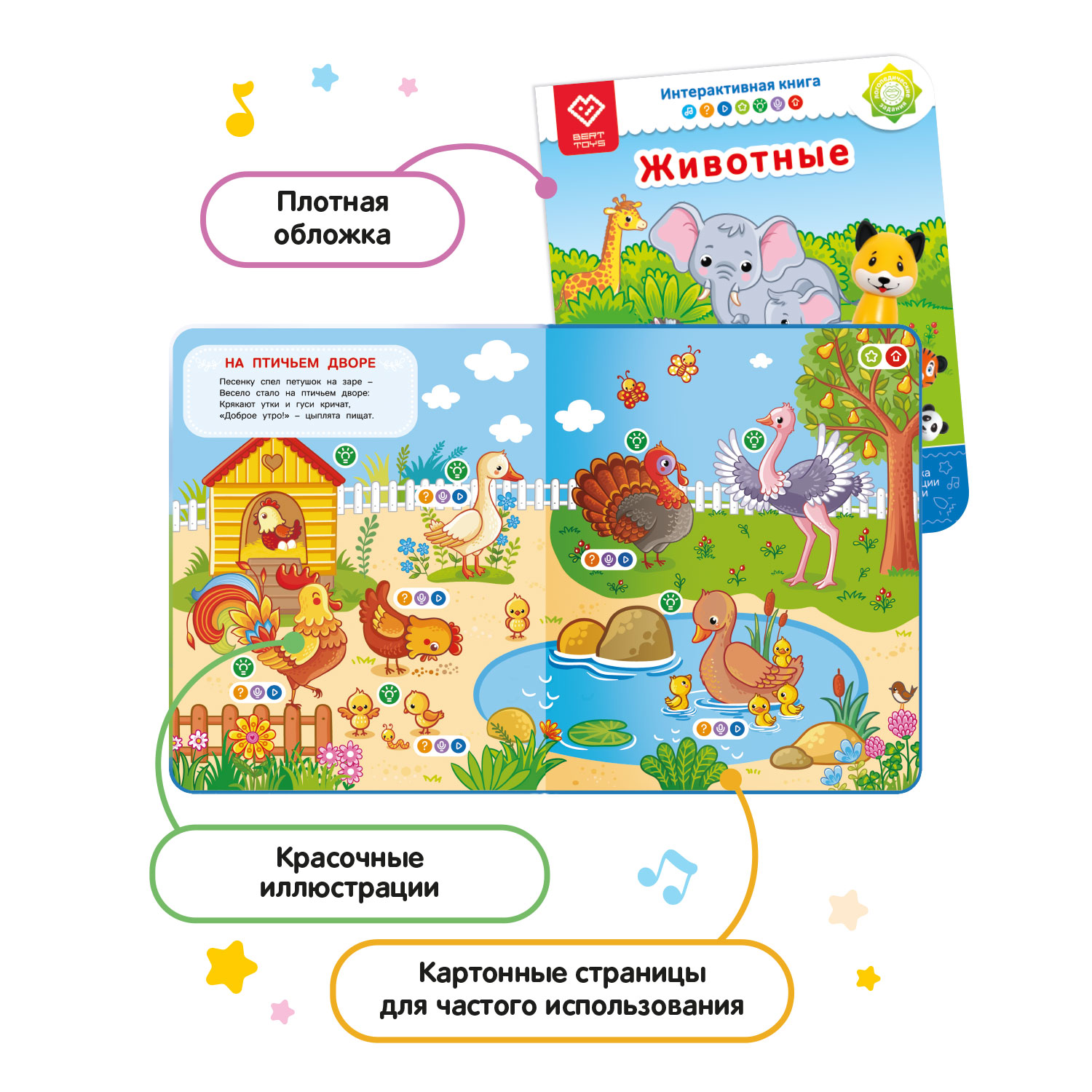 Большой набор BertToys логопедическая игрушка Тигренок Рыки + две интерактивные книги - фото 8