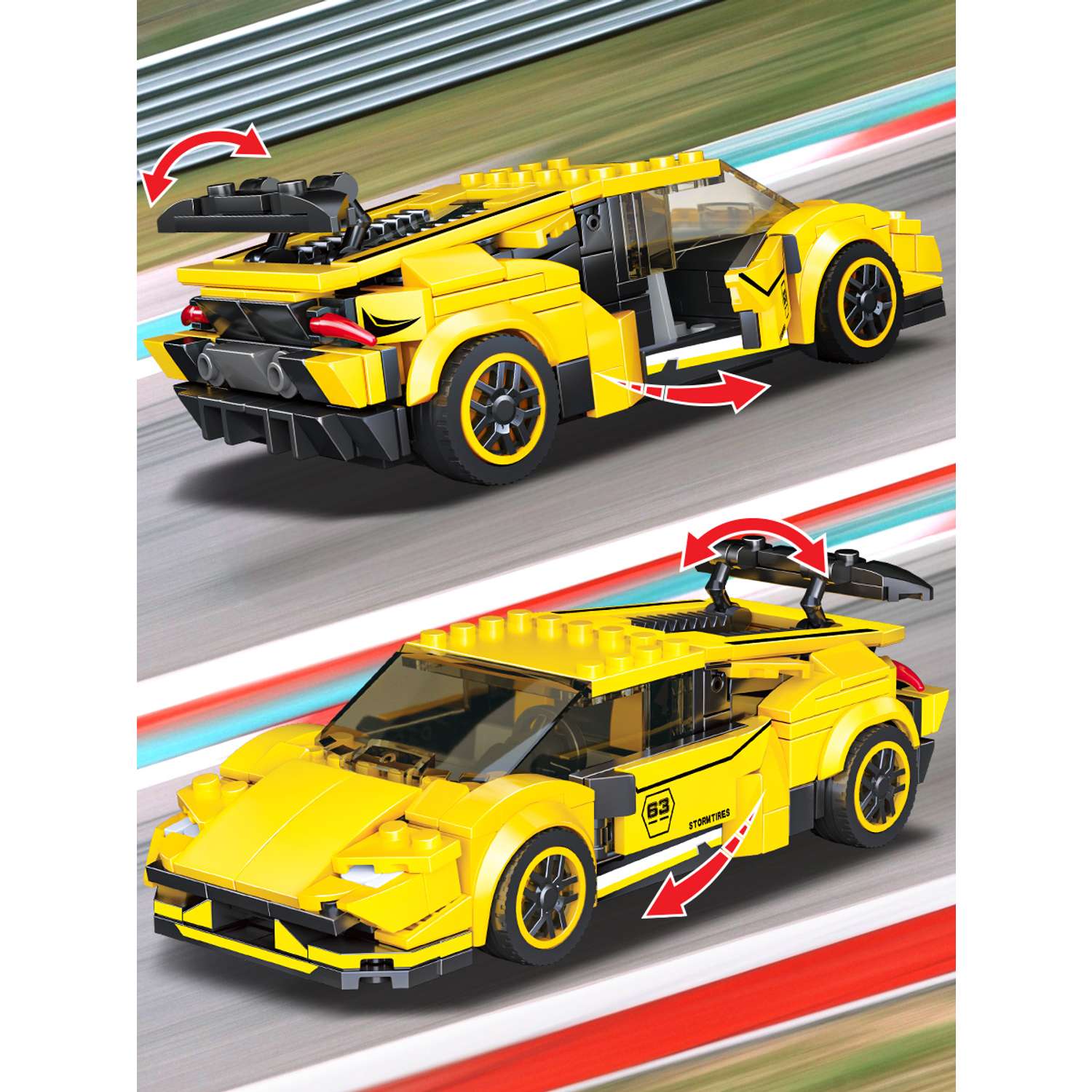 Конструктор Mioshi Гонка: Жёлтый спорткар328 деталей 17 см - фото 2