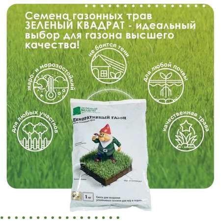 Семена трав Зеленый Квадрат для создания газонов Декоративный 1 кг