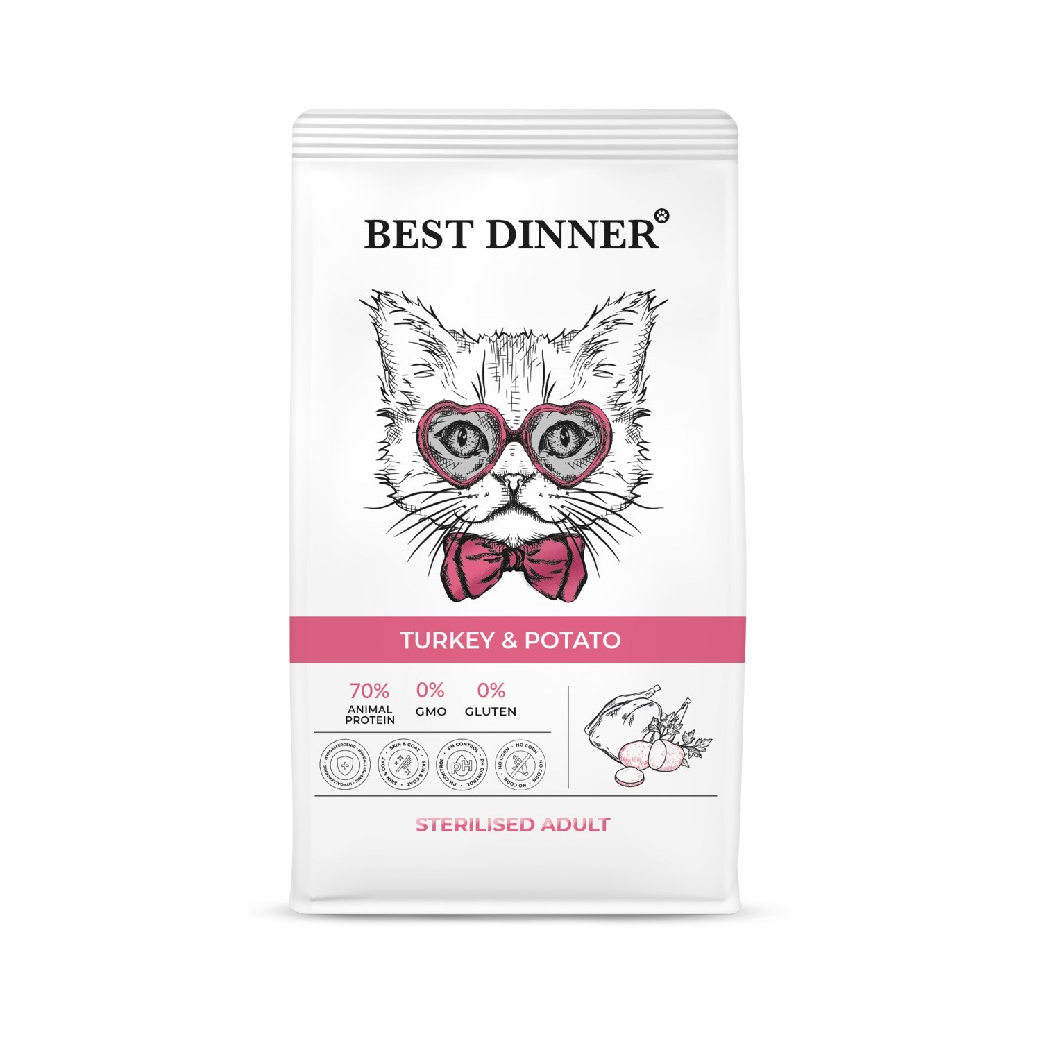 Сухой корм для кошек Best Dinner 0.4 кг индейка (для стерилизованных и кастрированных) - фото 1