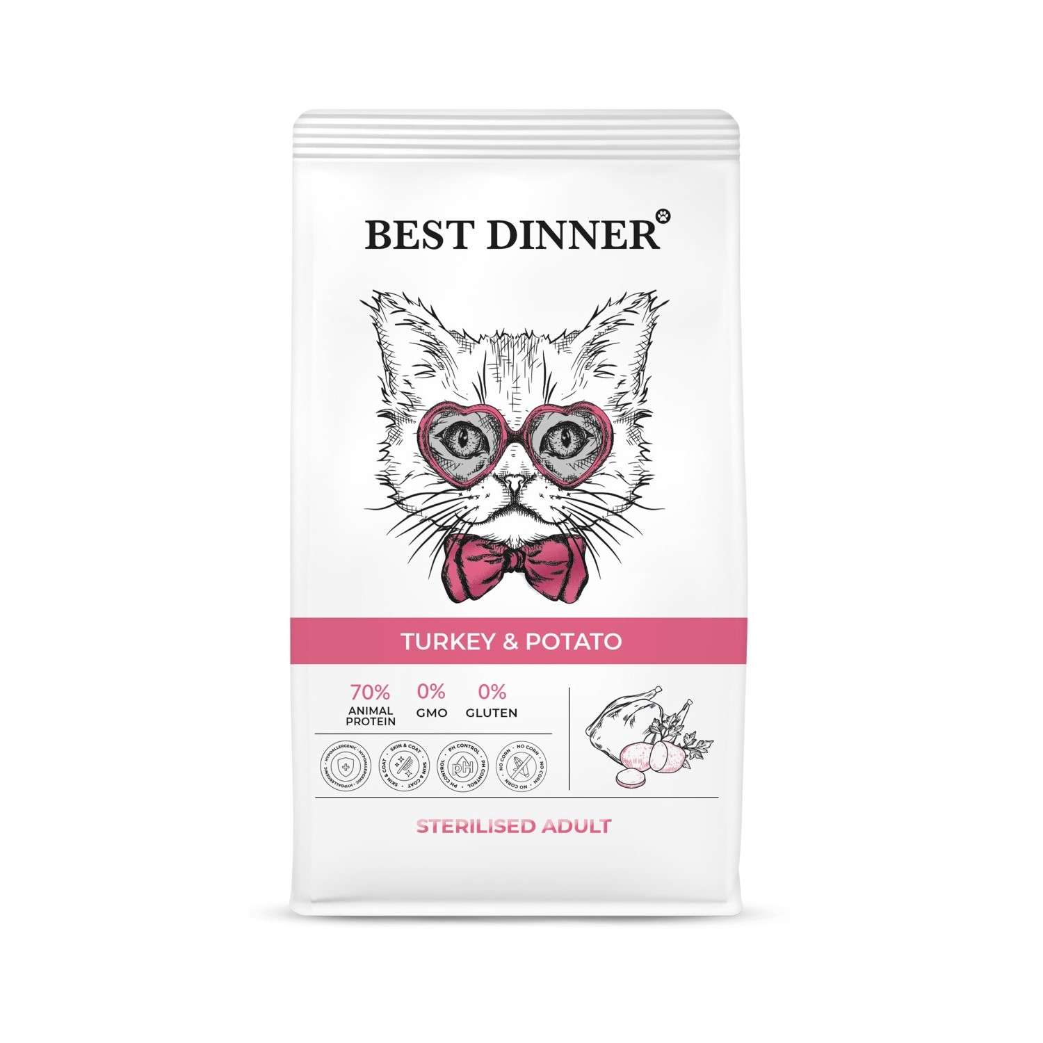 Корм для кошек Best Dinner 0.4кг стерилизованных Эдалт индейка-картофель - фото 1