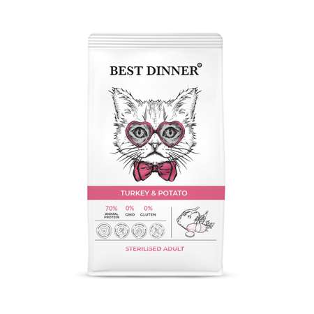 Корм для кошек Best Dinner 0.4кг стерилизованных Эдалт индейка-картофель