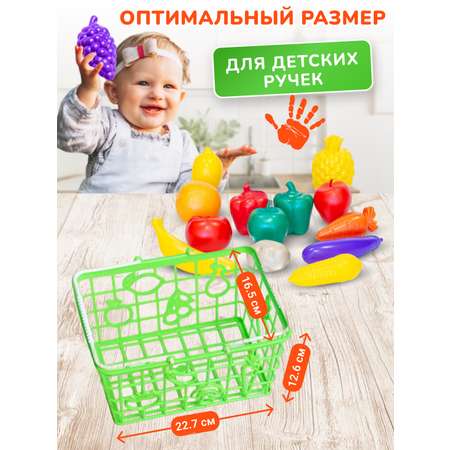 Игровой набор Green Plast продукты, прилавок, касса, тележки и корзинки