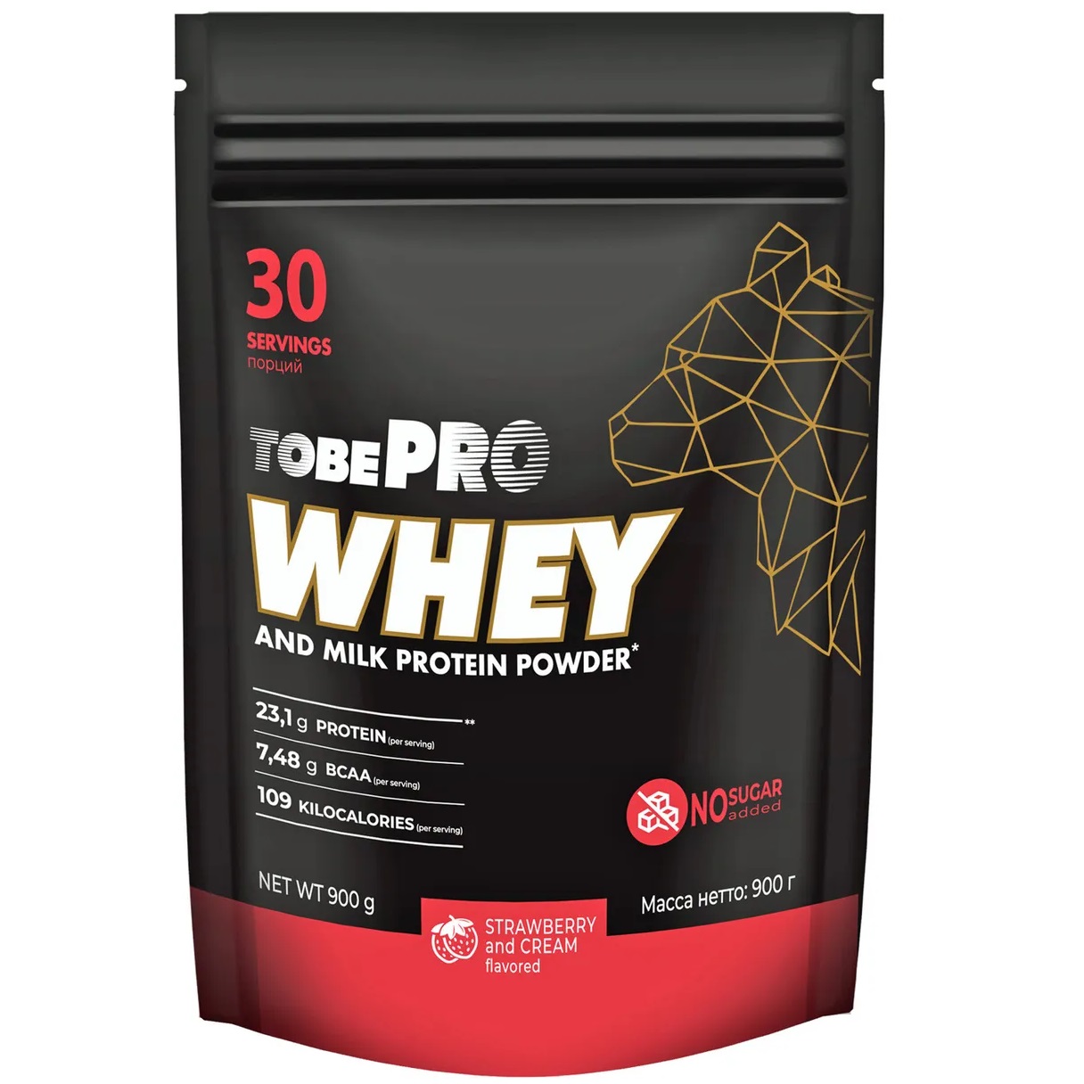 Сывороточный протеин Иван-поле TOBEPRO WHEY Клубника со сливками 900 г 30 порций - фото 1