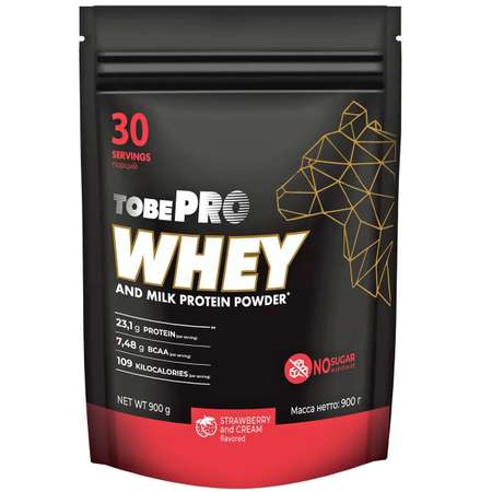 Сывороточный протеин Иван-поле TOBEPRO WHEY Клубника со сливками 900 г 30 порций