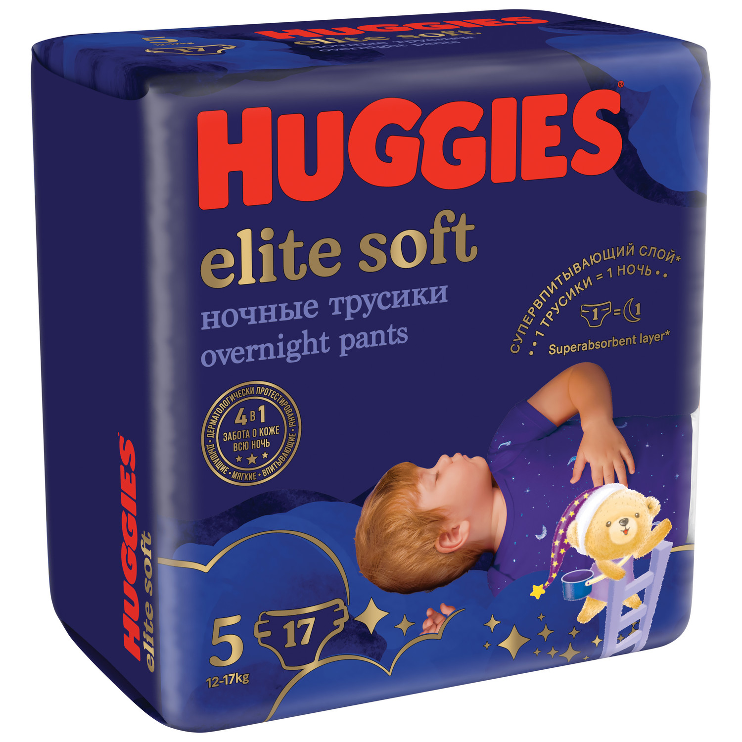 Подгузники-трусики Huggies Elite Soft ночные 5 12-17кг 17шт купить по цене  619 ₽ в интернет-магазине Детский мир