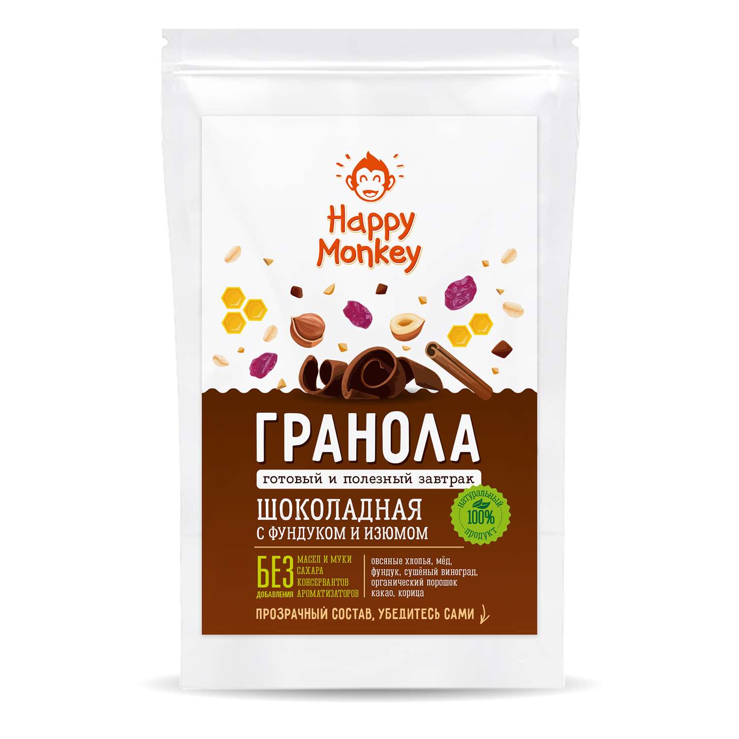 Гранола Happy Monkey шоколадная 330г - фото 1