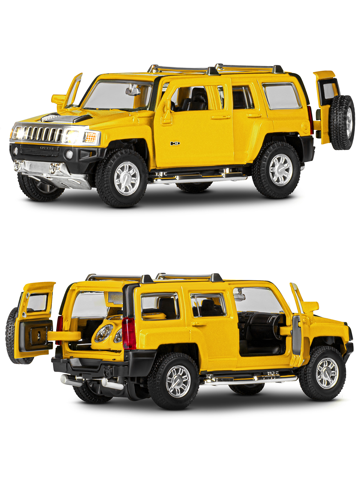 Внедорожник АВТОпанорама Hummer 1:32 инерционный желтый JB1251294 - фото 7