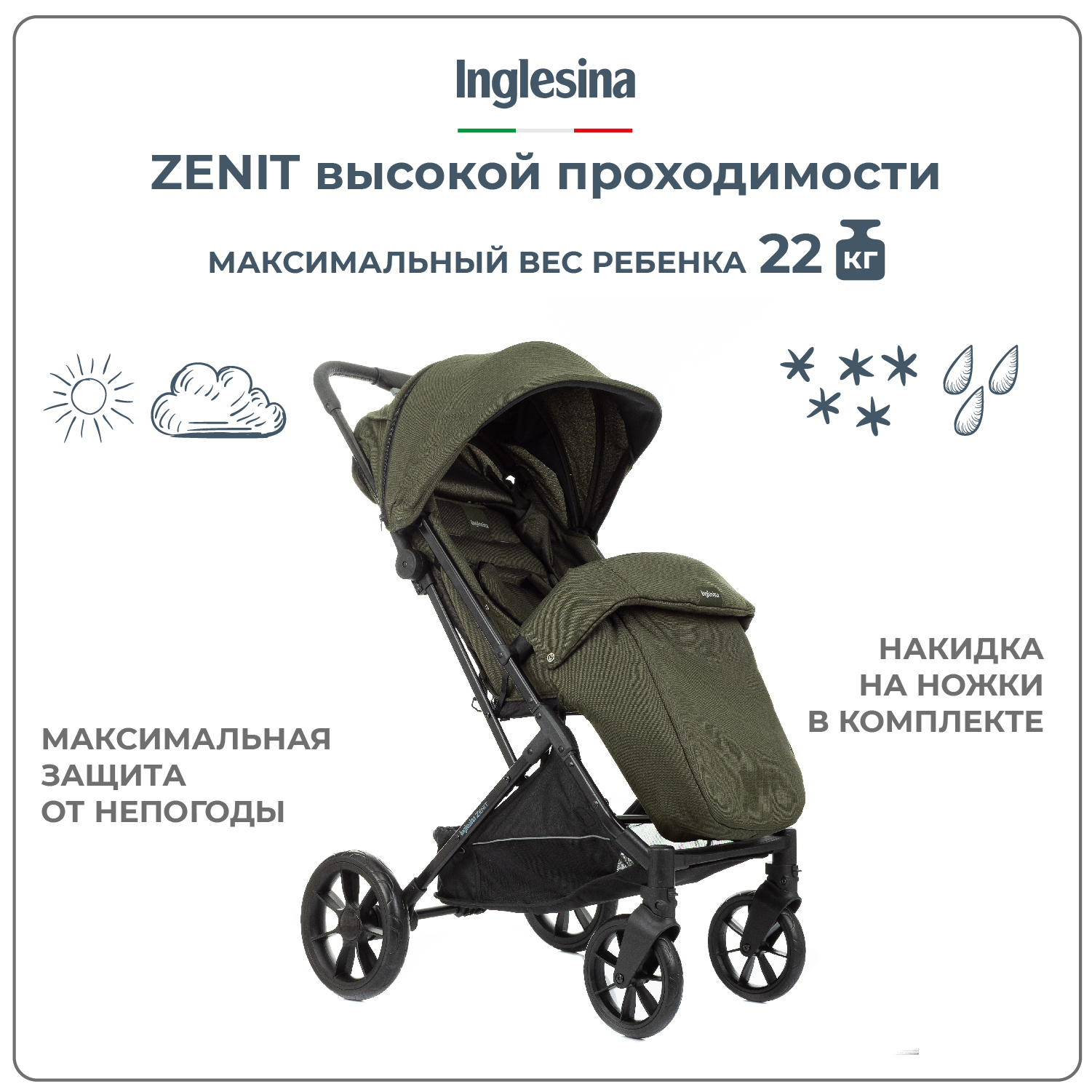 Прогулочная коляска Inglesina Zenit Green - фото 5