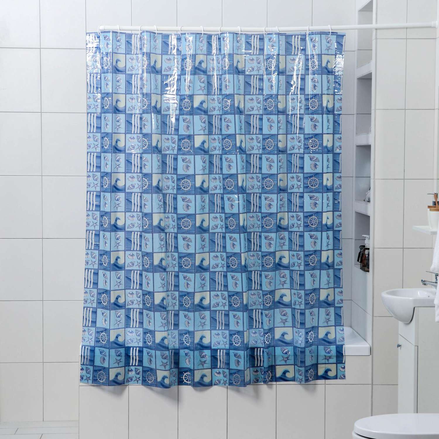 Штора для ванны Доляна «Море» 180×180 см PVC - фото 1