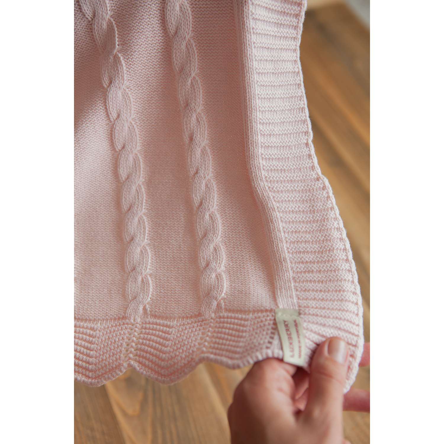 Плед вязаный для новорожденных Luxberry размер 75*100 хлопок 100% цвет розовый - фото 2